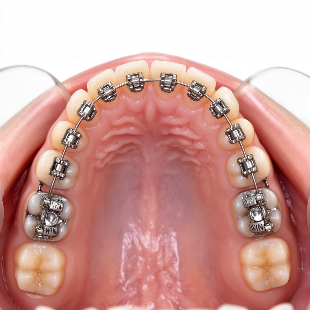 Appareil orthodontique lingual WIN posé sur l'arcade supérieure