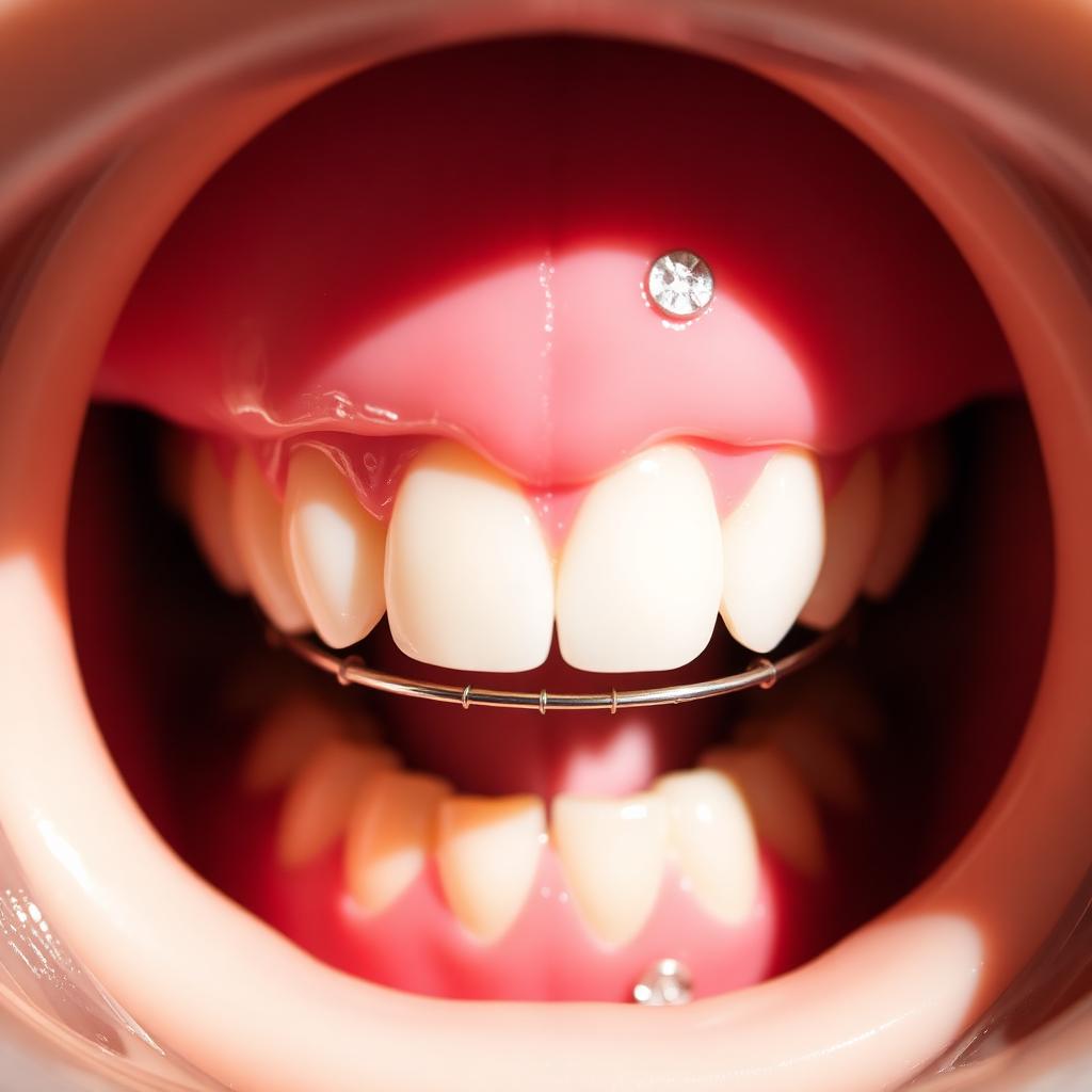 Fil de contention orthodontique collé sur la face interne des dents