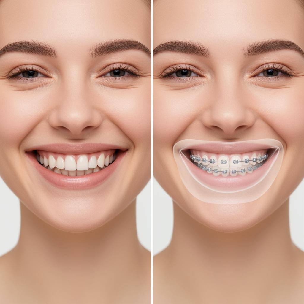 Sourire parfait montrant l'invisibilité totale de l'appareil lingual