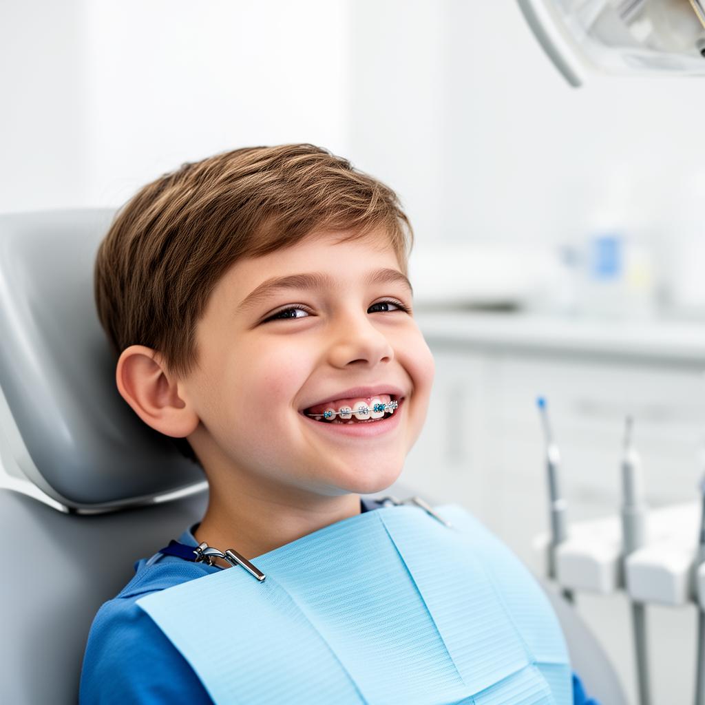 Enfant portant un appareil orthodontique interceptif amovible